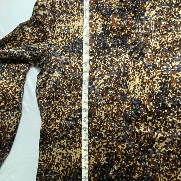 ANNE KLEIN Size 12 Brown Satin Button Up Blouse Top Shirt Women Long Sleeve - Picture 8 of 13